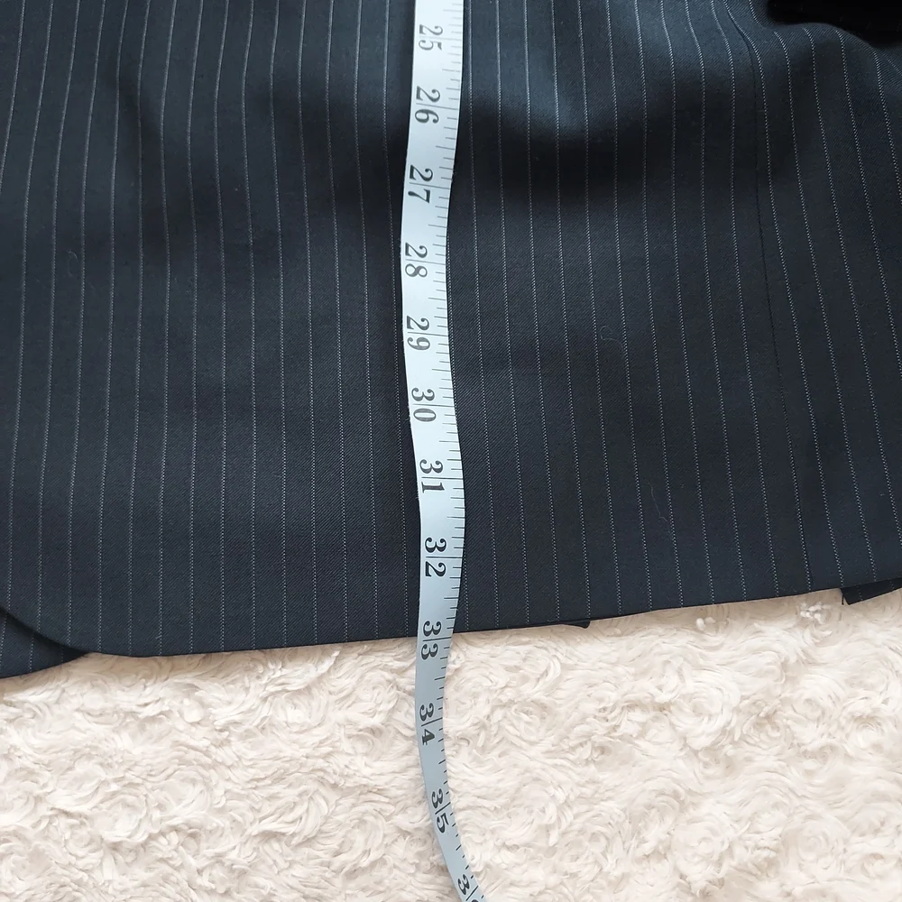 Tazio Italy Hand Tailored Navy Pinstripe Blazer Suit Jacket 52R Office Church